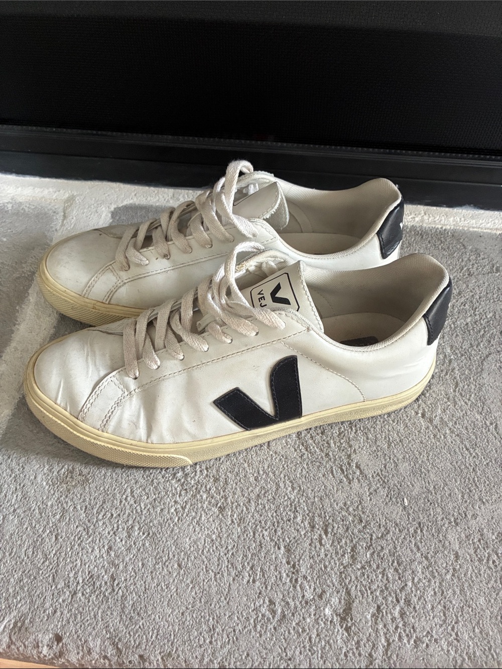 Veja White Sneakers with Black Accents